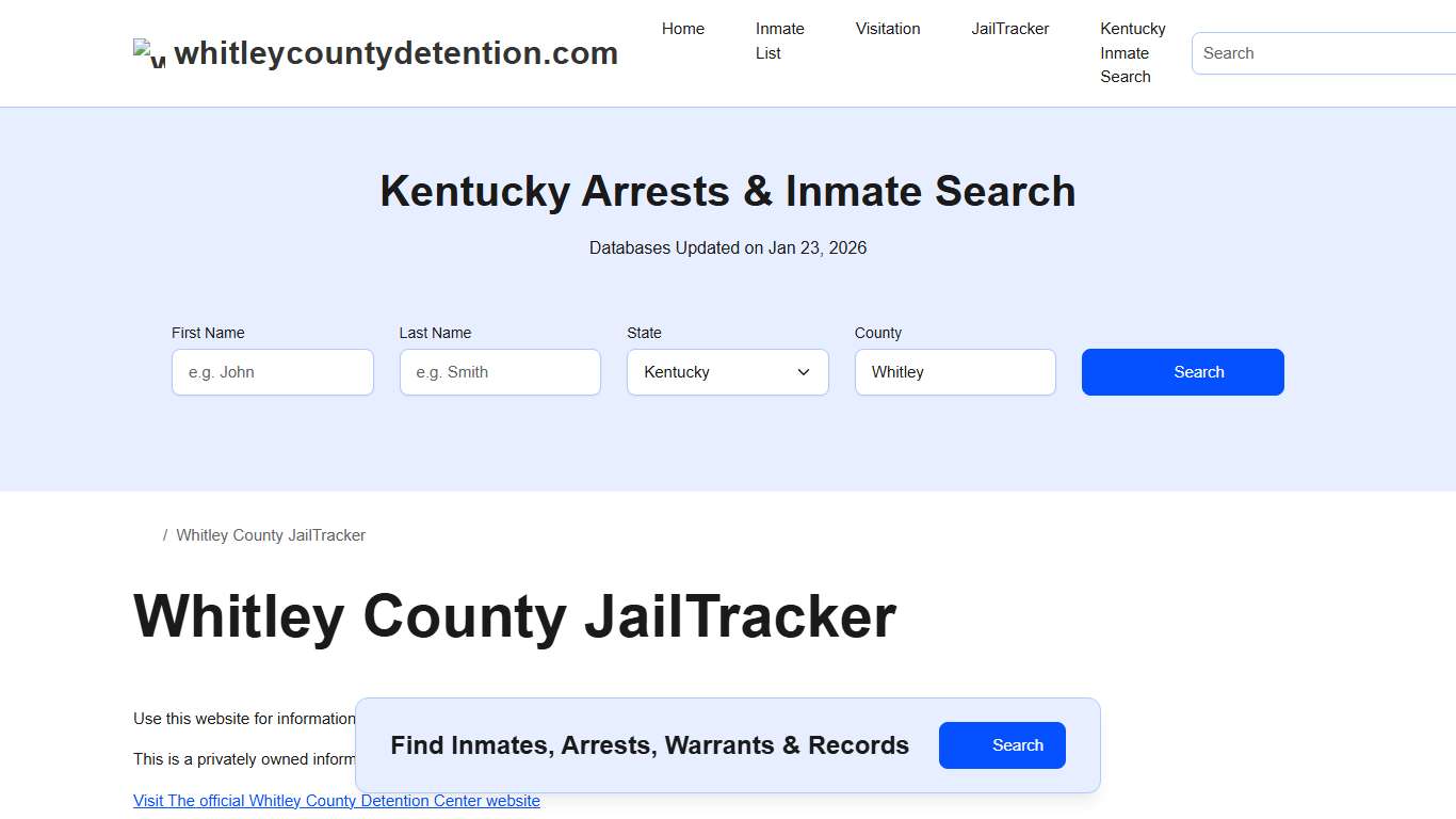 JailTracker - Whitley County Detention Center, KY